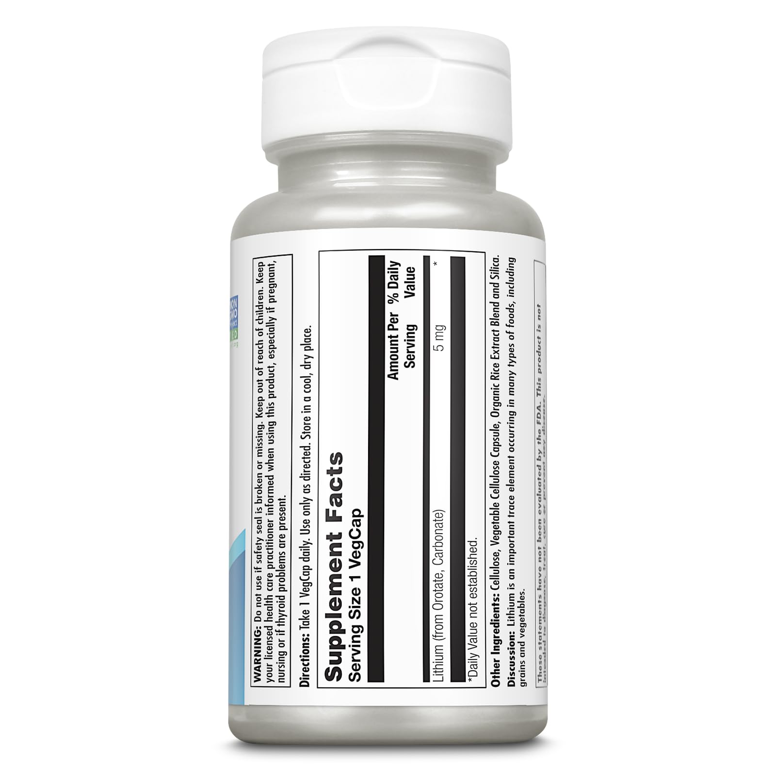 Close-up of the bottle cap highlighting the small 5 mg serving for easy dosing