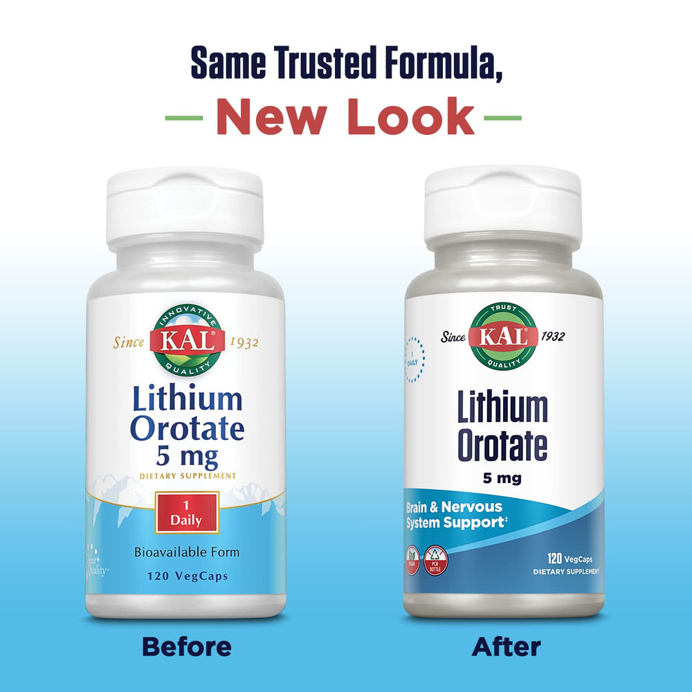 KAL Lithium Orotate capsules arranged to showcase vegan, convenient daily use