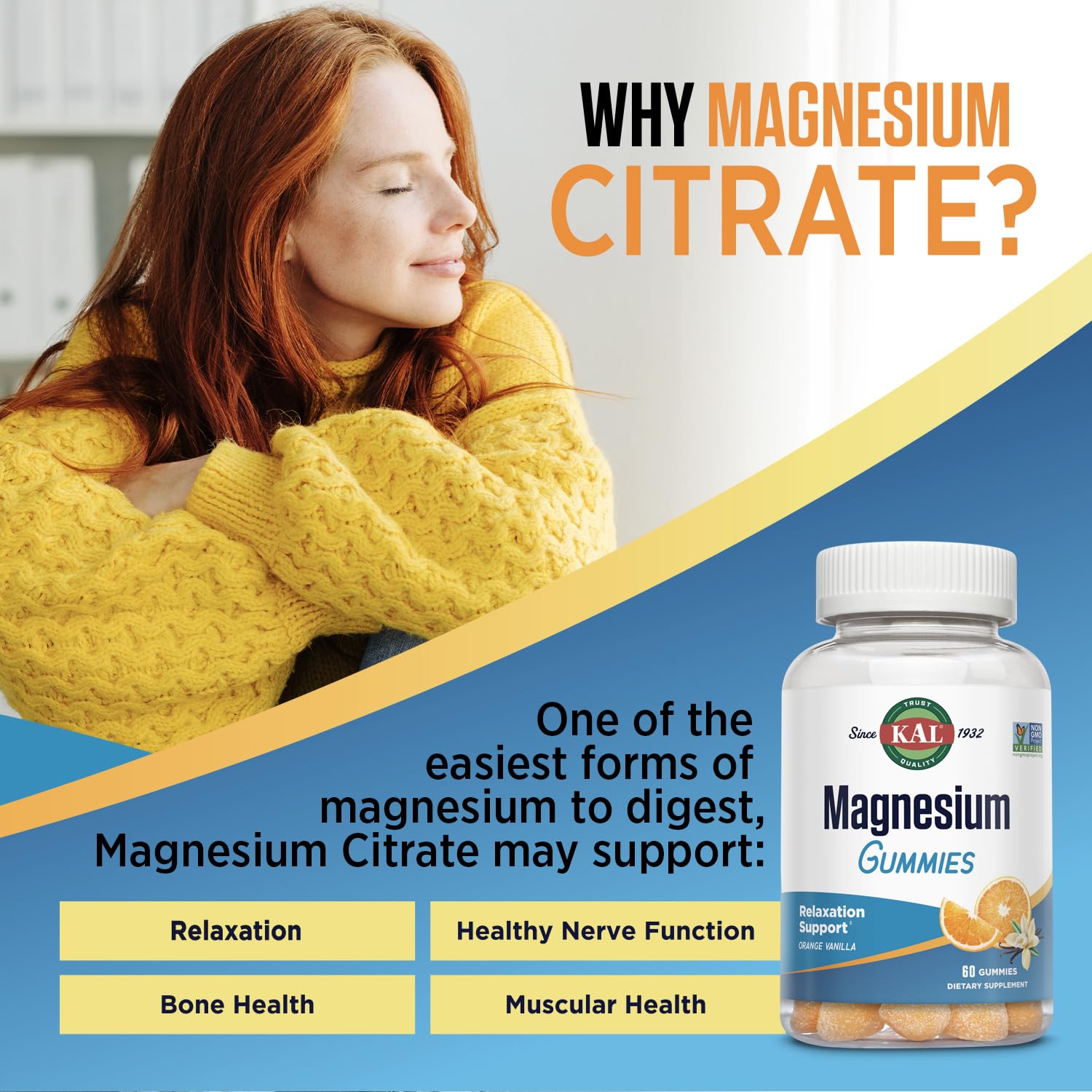 KAL Magnesium Citrate Gummies closeup texture highlights chewy citrus flavor and pleasant bite