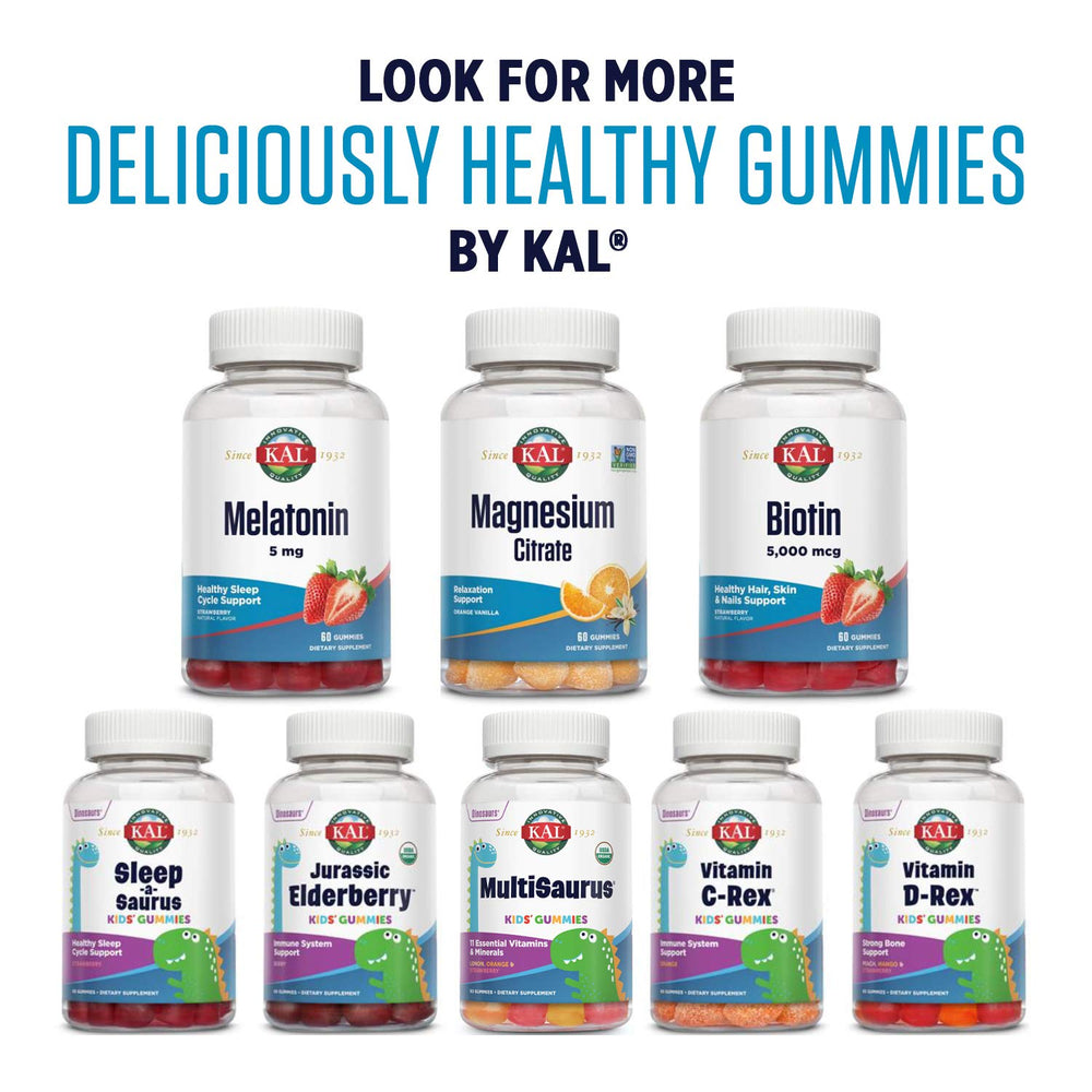 KAL Magnesium Citrate Gummies ingredient list shows simple, clean supplement options