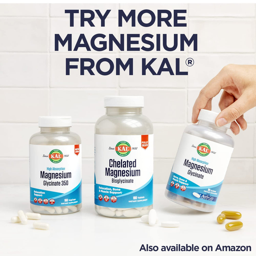 KAL Magnesium Citrate packaging shown in PCR recycled plastic bottle