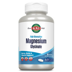 KAL Magnesium Glycinate ActivGels bottle with softgels for daily muscle and nerve support.