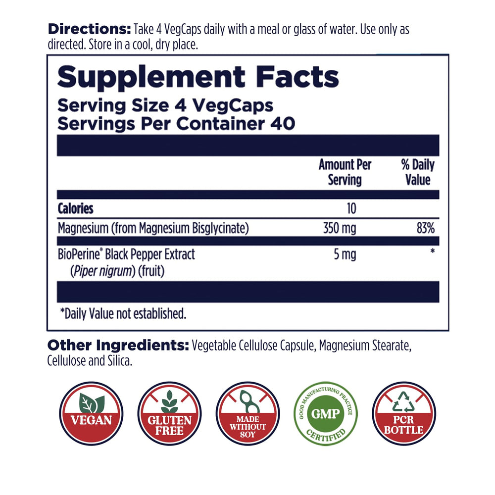 KAL Magnesium Glycinate capsules close-up shows smooth coating for easy swallowing