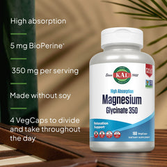 KAL Magnesium Glycinate capsules being poured for easy daily dosing