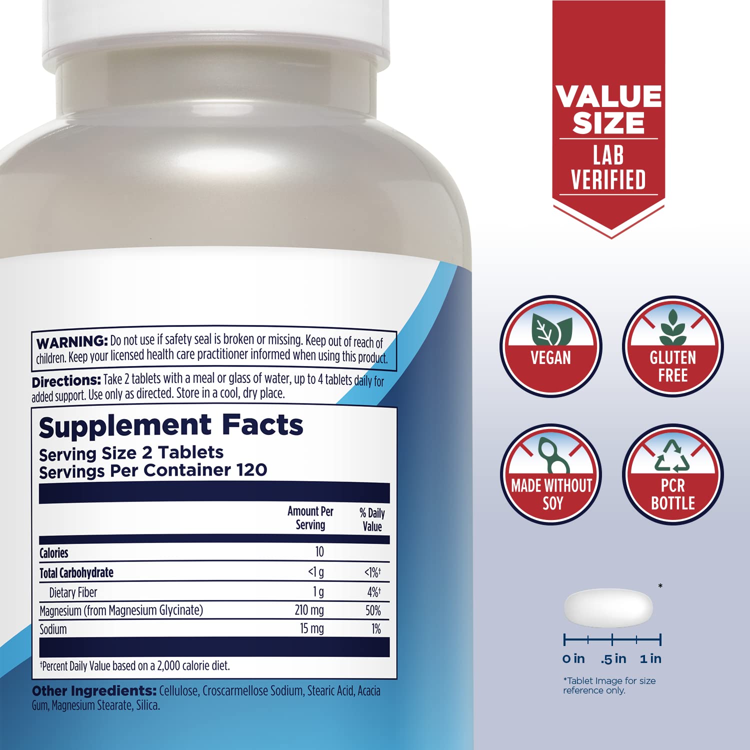 KAL Magnesium Glycinate tablets close-up, chelated formula for gentle digestion and better uptake.