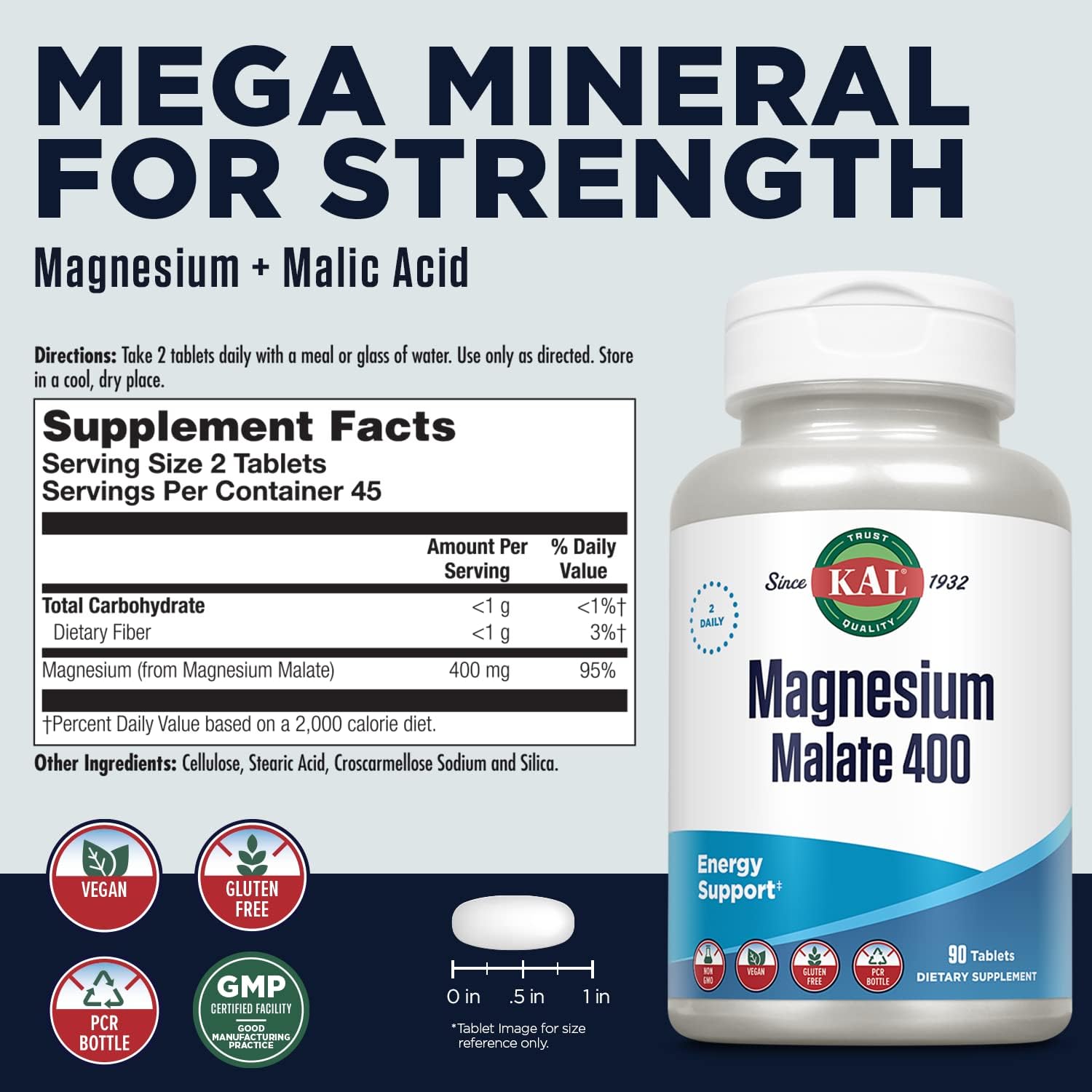Close-up of magnesium tablets showing chelated formula and smooth texture