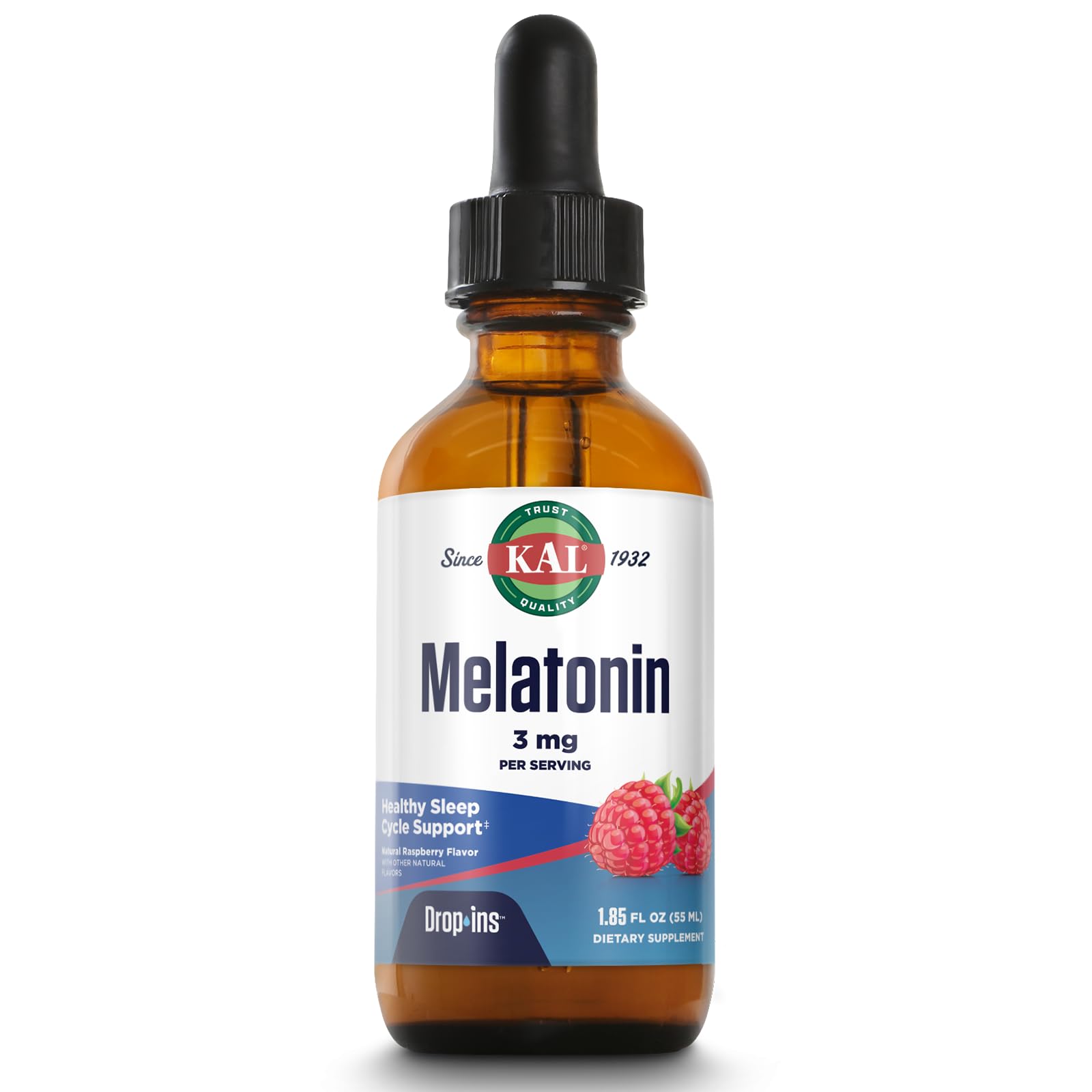 KAL Melatonin DropIns bottle close-up highlighting compact sleep support