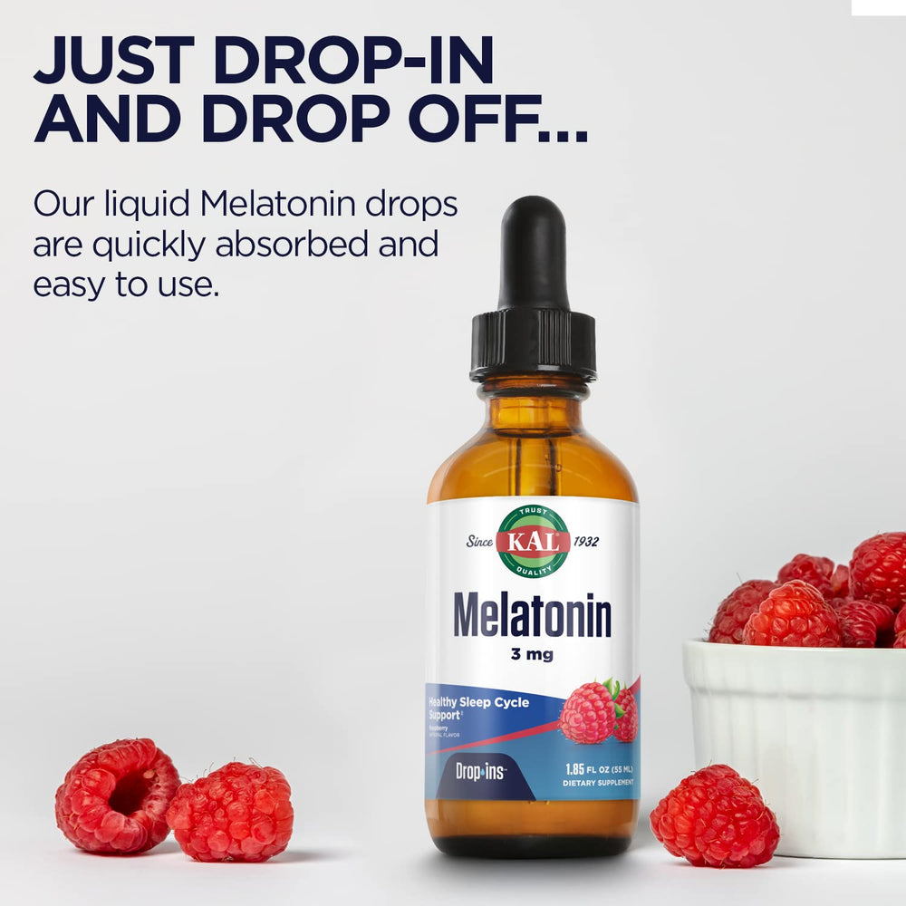 KAL Melatonin DropIns drops poured into tea for versatile use