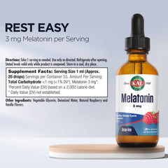 KAL Melatonin DropIns raspberry flavor glass suggesting pleasant taste