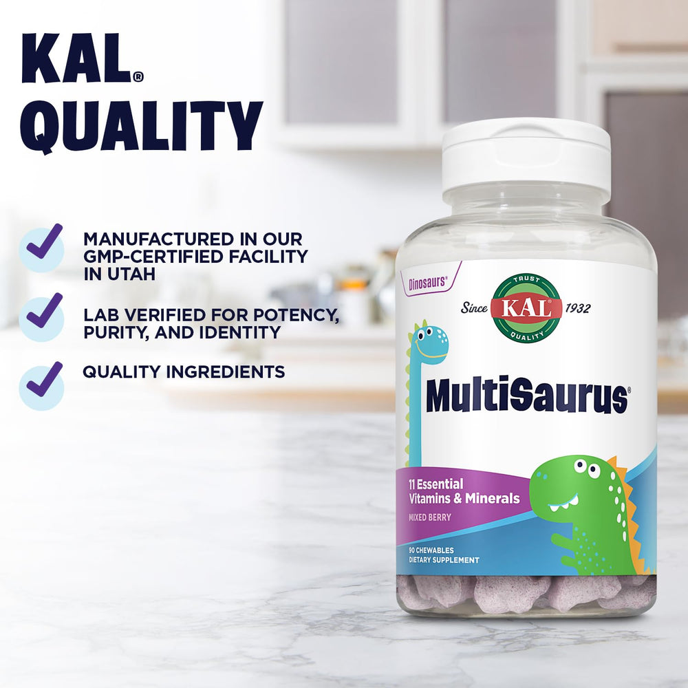 KAL MultiSaurus 11 vitamins: comprehensive micronutrient support for growing bodies.