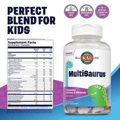 KAL MultiSaurus dinosaur-shape chewables: fun, friendly texture encourages daily supplementation.