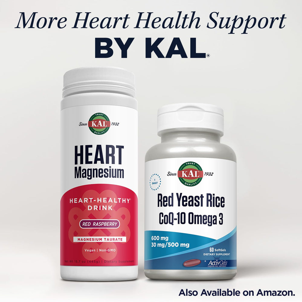 Kal Red Yeast Rice COQ10 Omega 3 bottle packaging for travel.