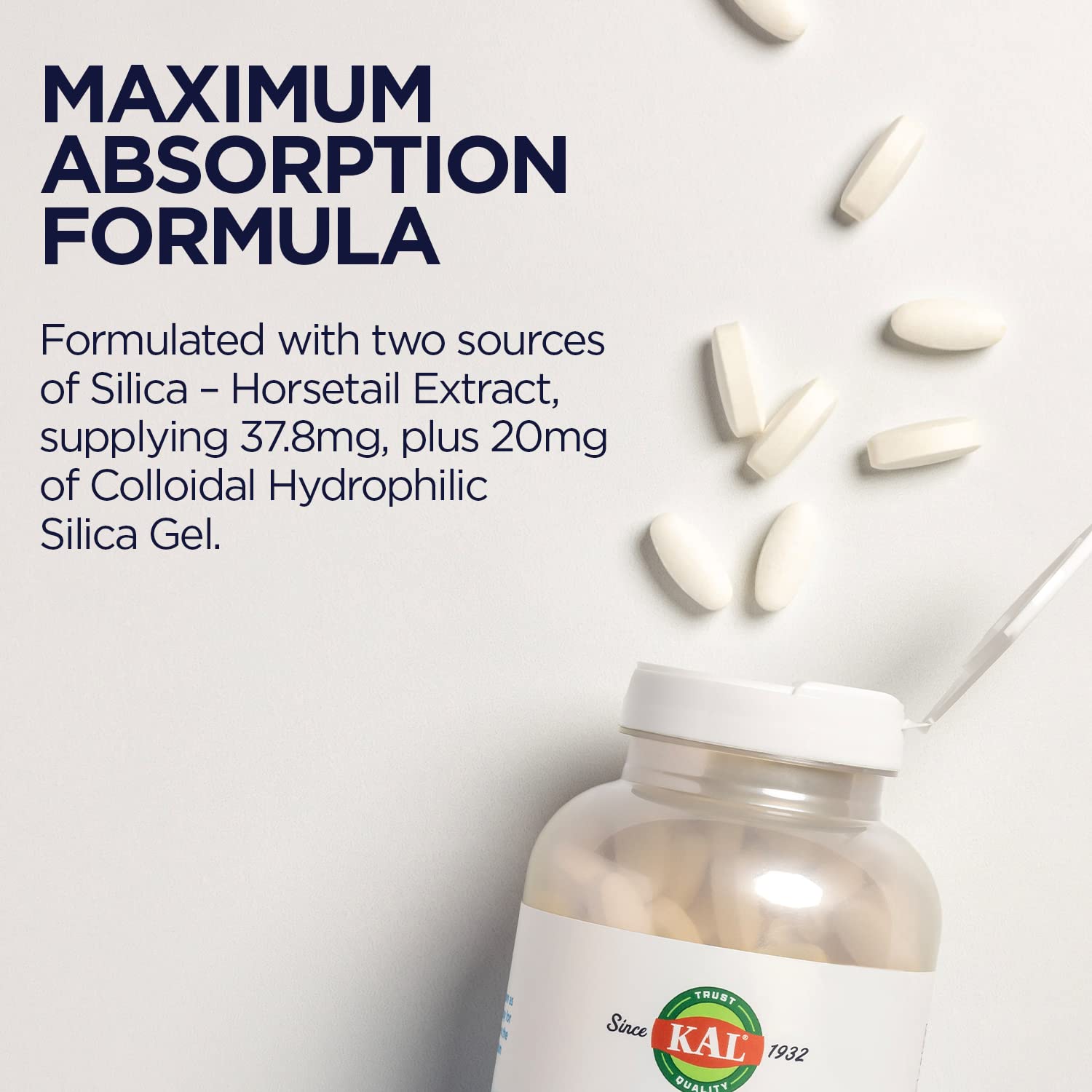 KAL Silica Plus PCR recycled bottle on shelf signaling sustainable packaging.