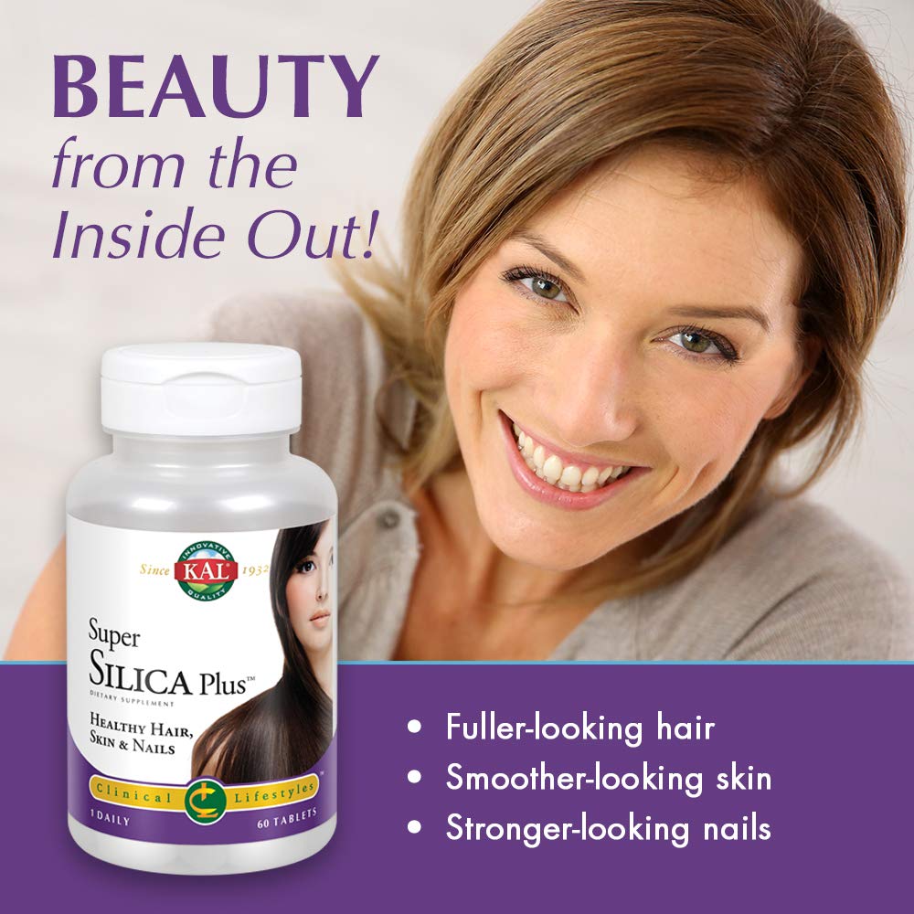 KAL Super Silica Plus tablets pouring into hand, emphasizing rapid disintegration.
