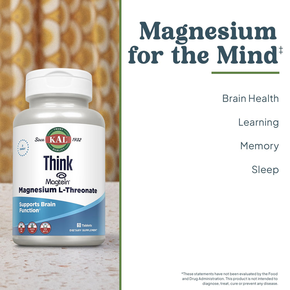 KAL Think Magnesium L-Threonate tablets close-up for daily use