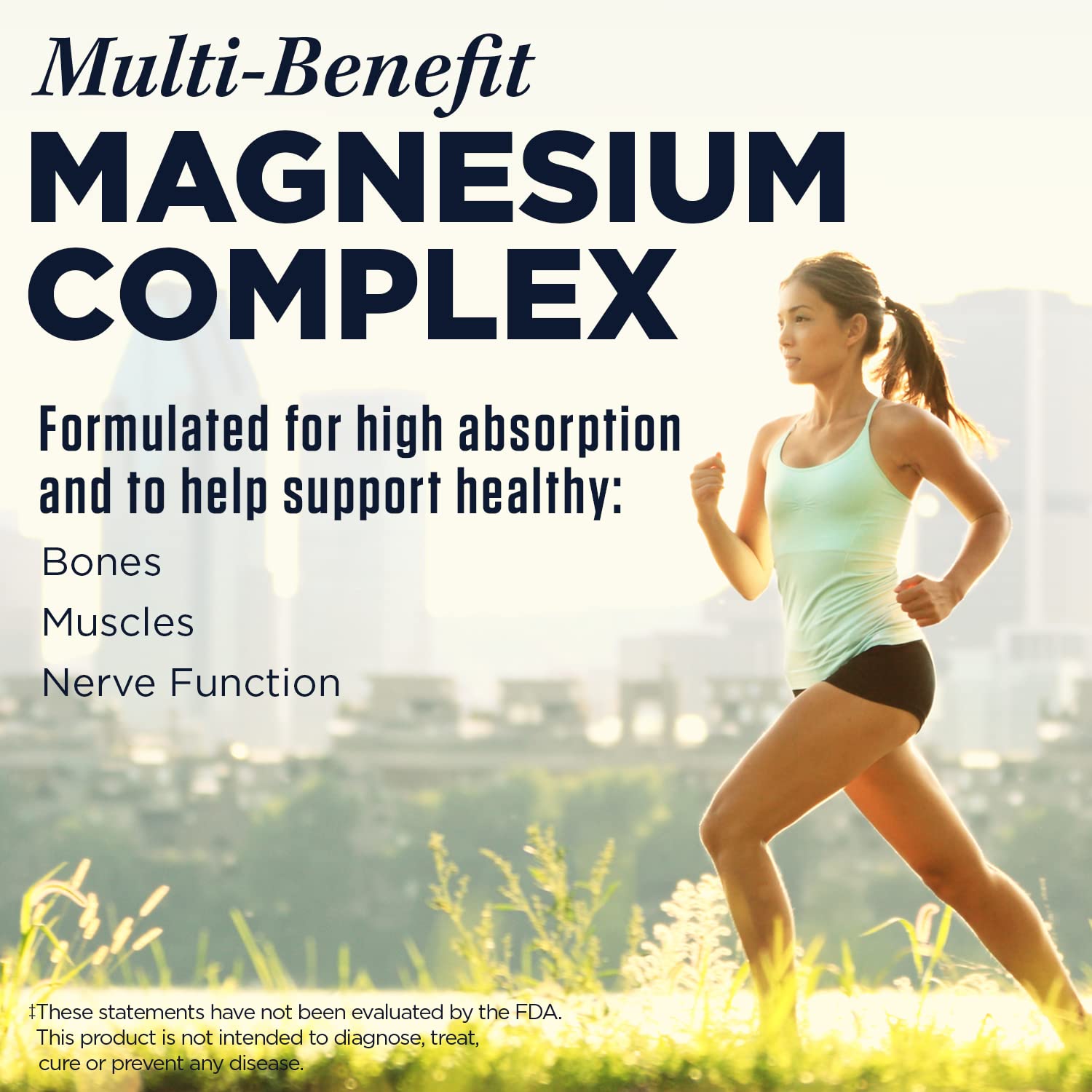 A person holding Kal Triple Source Magnesium bottle for convenient daily supplementation