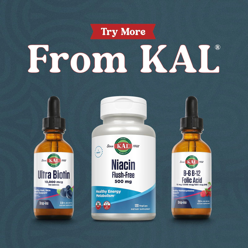 KAL Ultra Biotin bottle with guarantee seal and servings label.