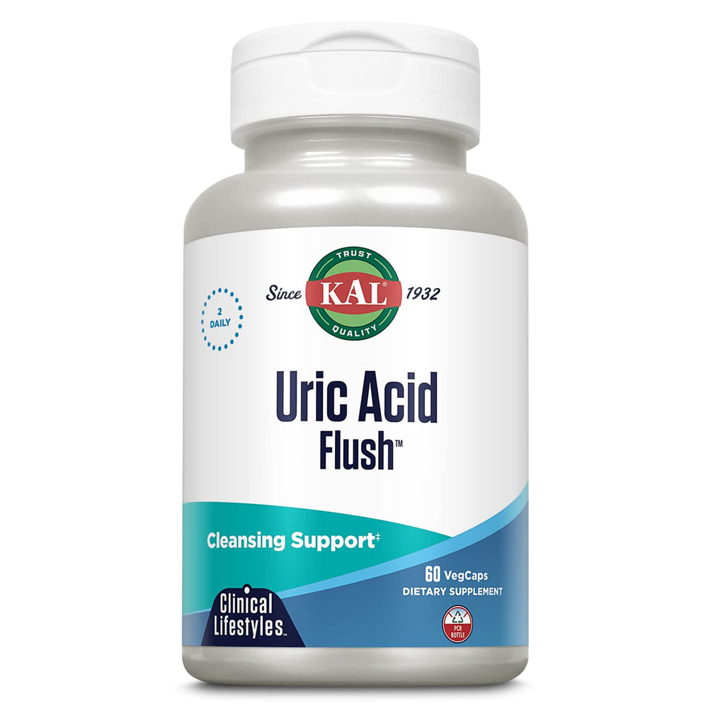 KAL Uric Acid Flush bottle front – easy daily dosing for on-the-go use.