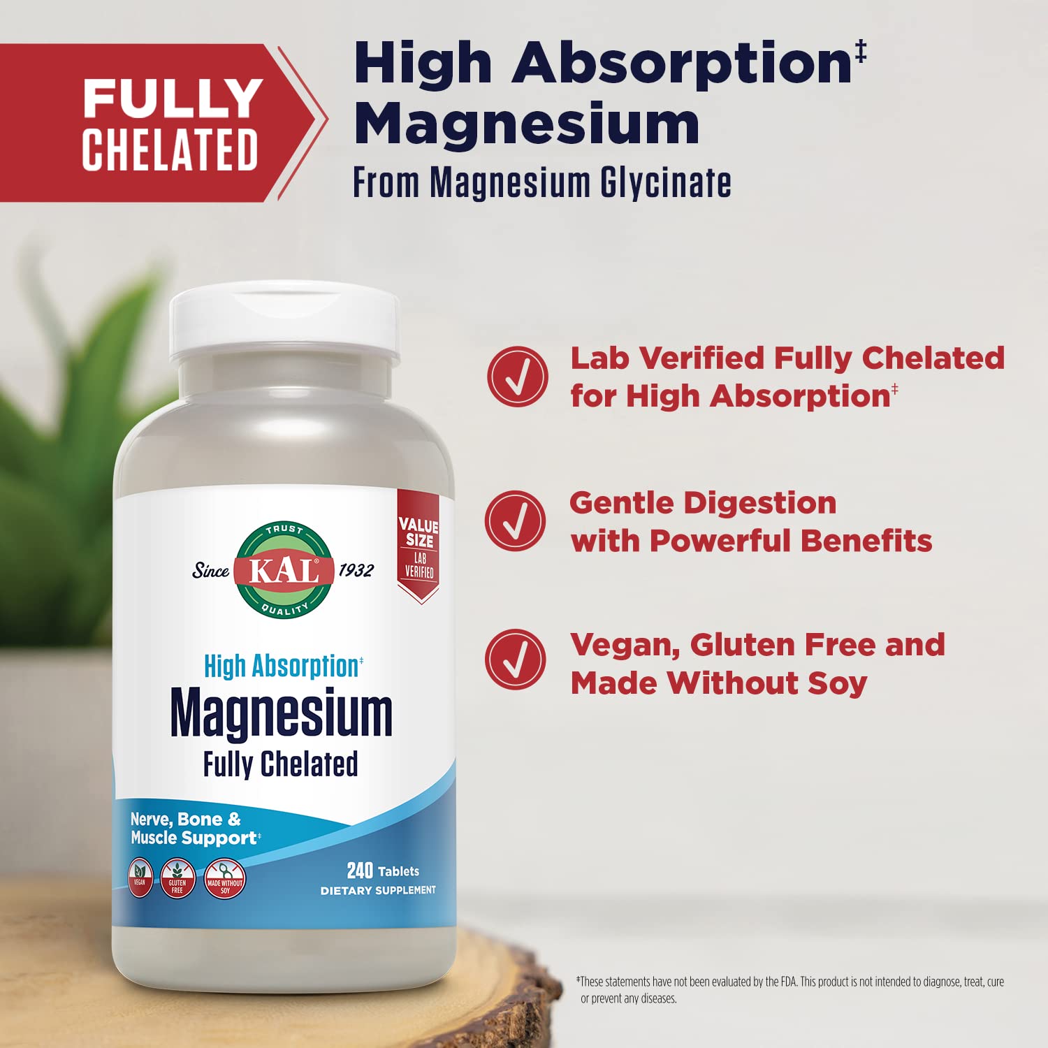 KAL Vegan Gluten-Free label on bottle, soy-free dietary option.
