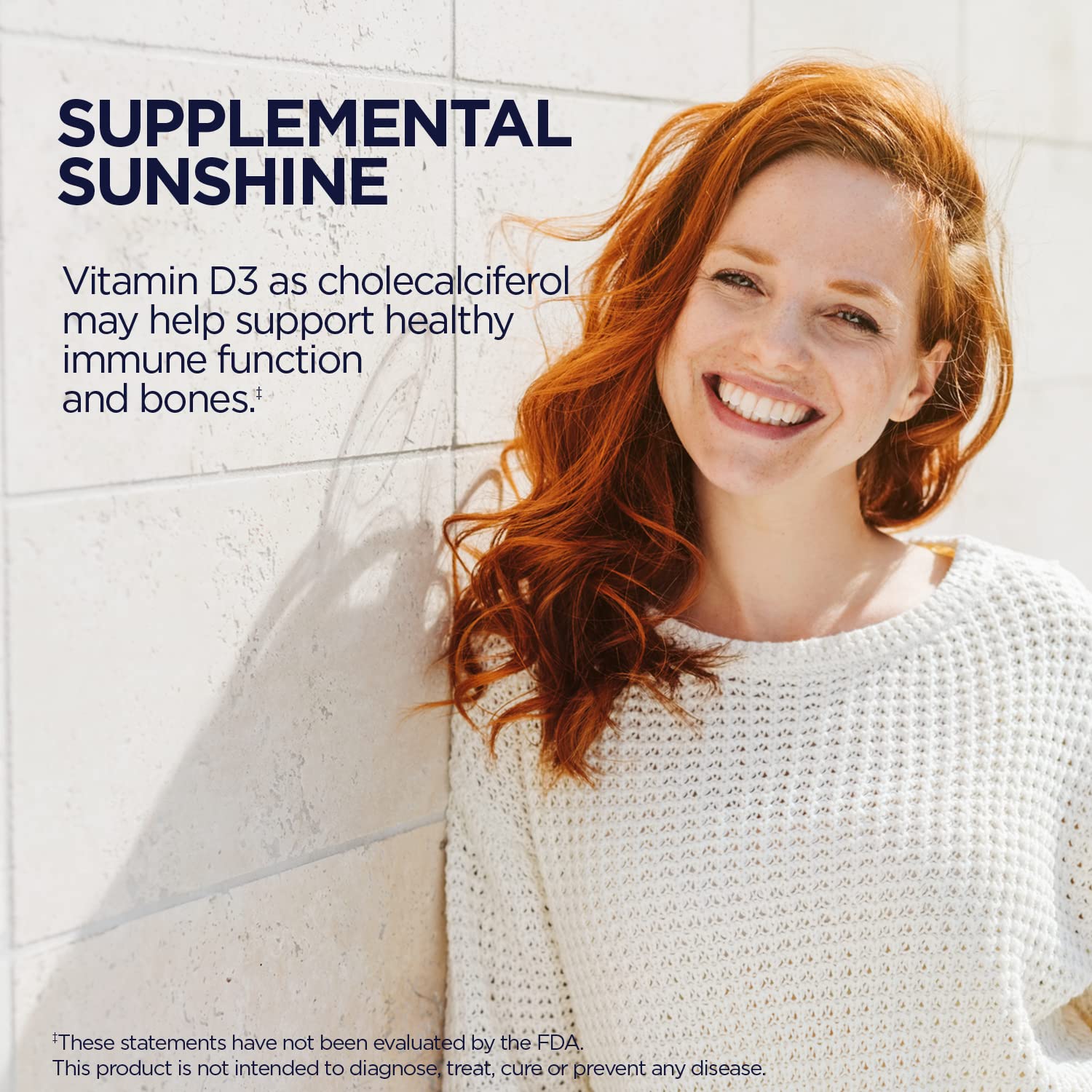 KAL Vitamin D3 chewables natural cinnamon flavor packaging promotes immune and bone health.