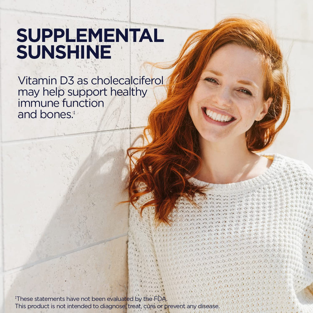 KAL Vitamin D3 chewables natural cinnamon flavor packaging promotes immune and bone health.