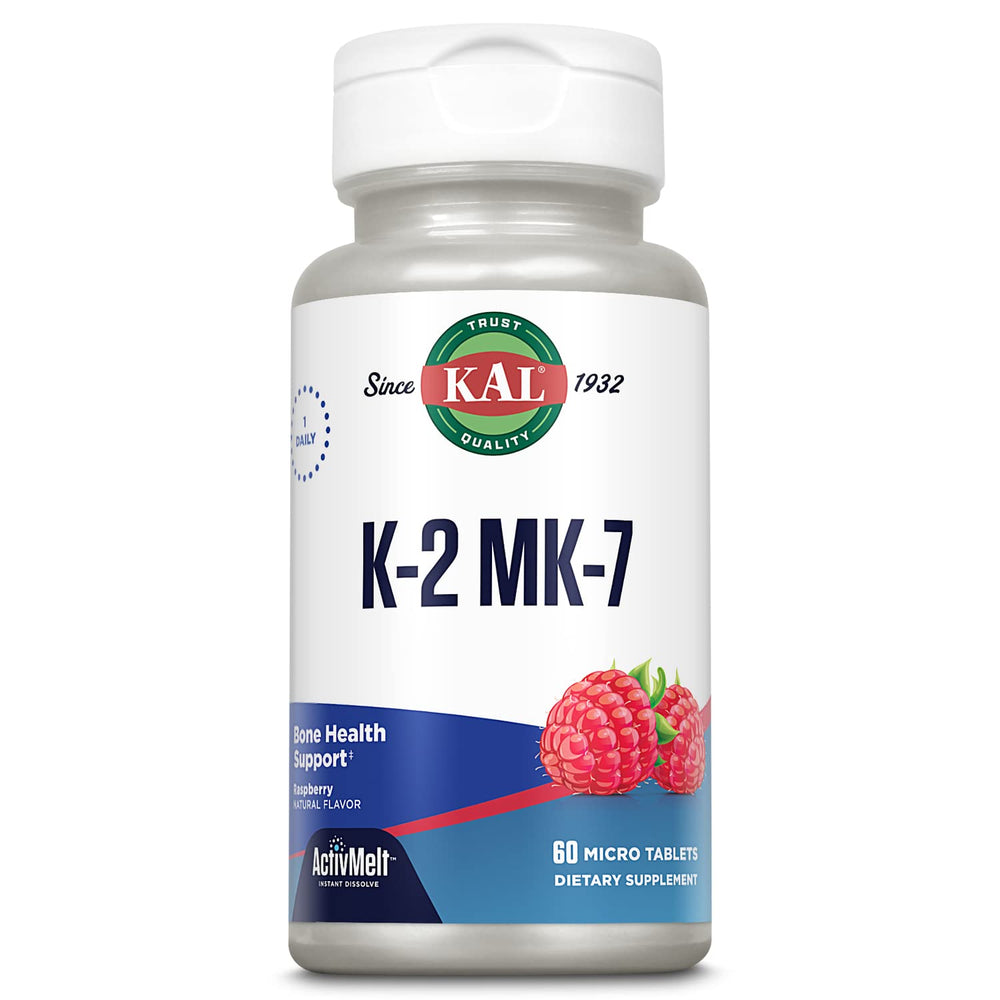 KAL Vitamin K2 MK7 ActivMelt tablets dissolve in the mouth for convenient daily use.