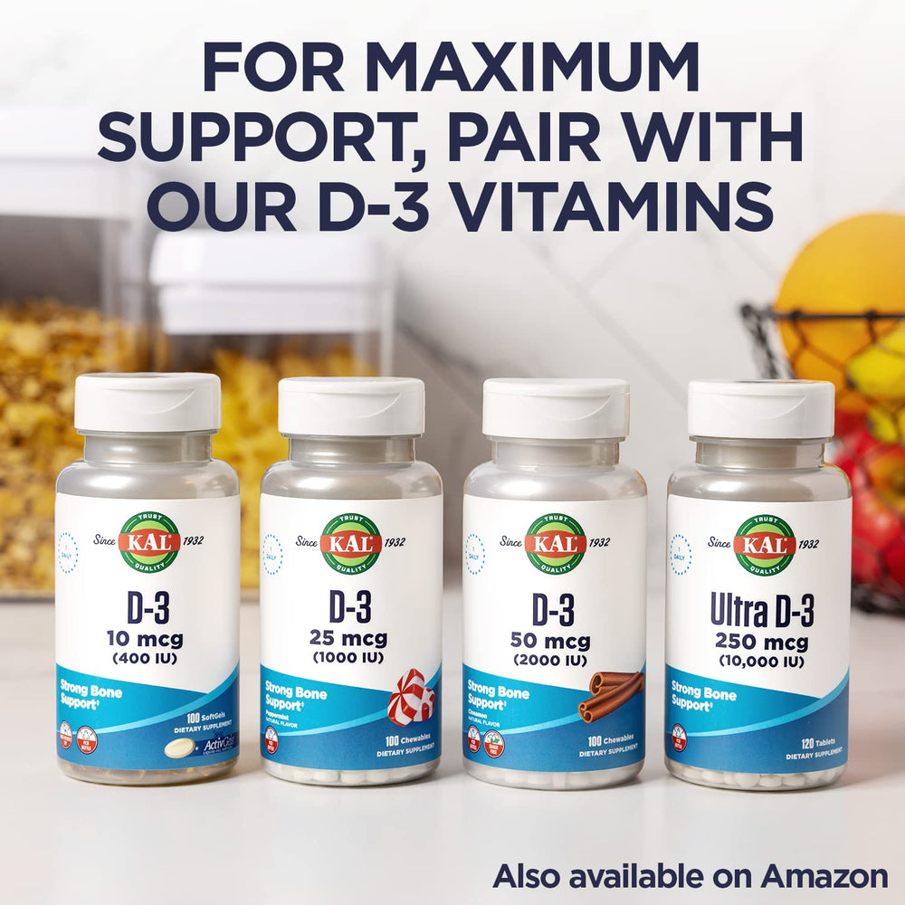 KAL Vitamin K2 MK7 lab tested seal assures quality and potency.