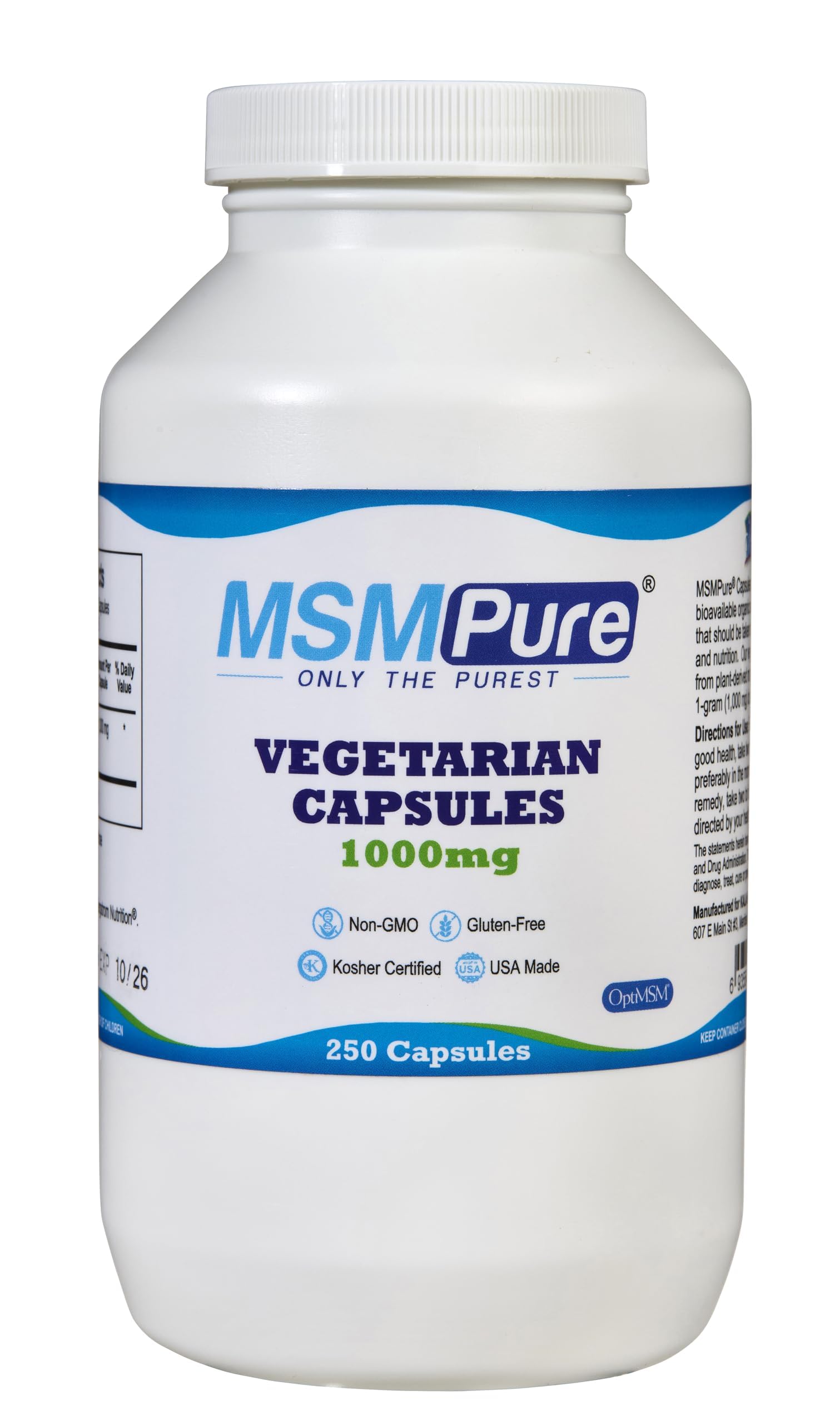 Kala Health MSMPure 1000mg capsules, easy to swallow for daily mobility.