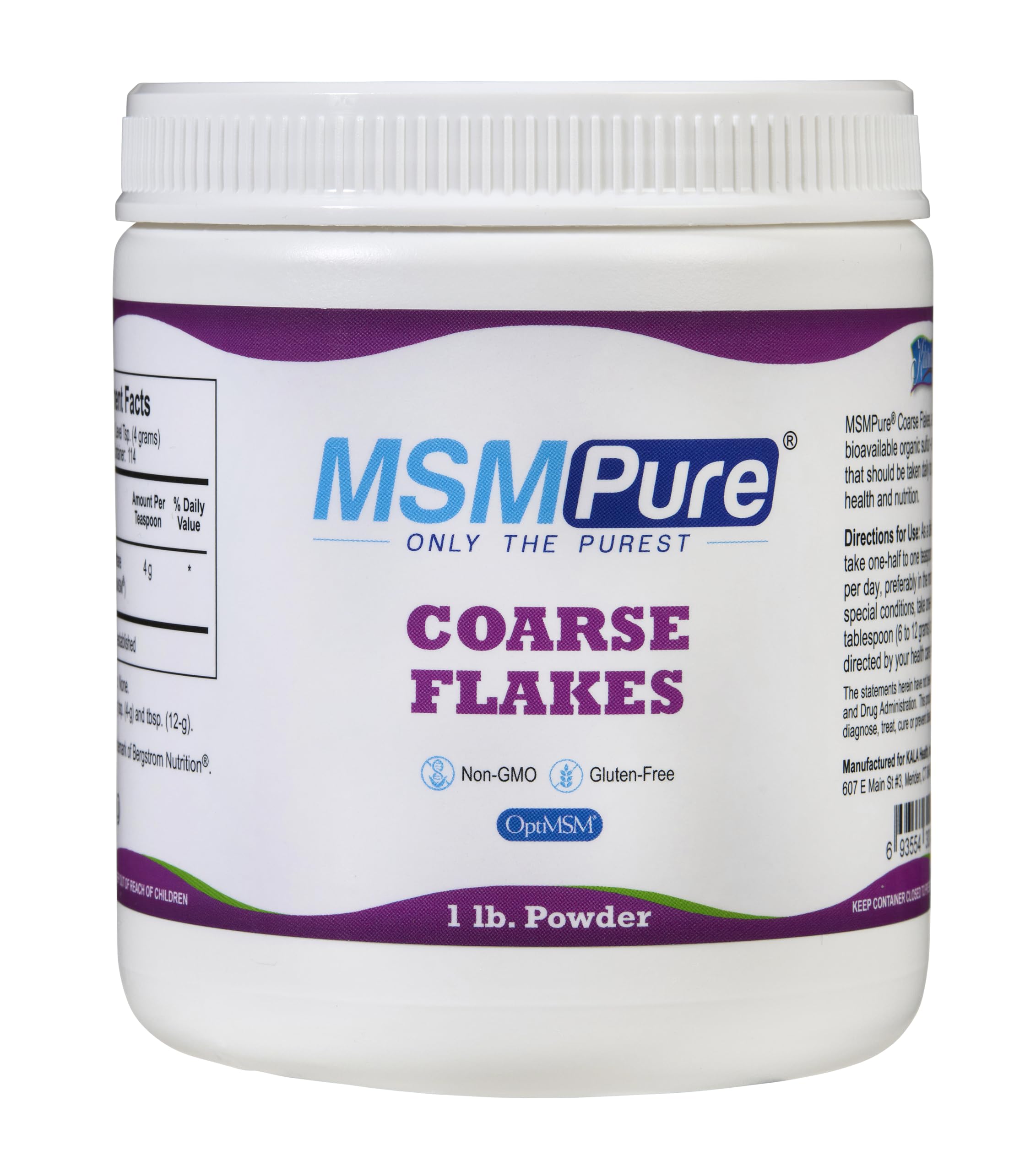 Kala Health MSMPure bottle front showing premium MSM for joint comfort potential