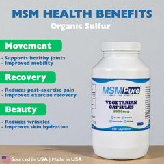 Kala Health MSMPure bottle front highlighting USA-made purity for joints.