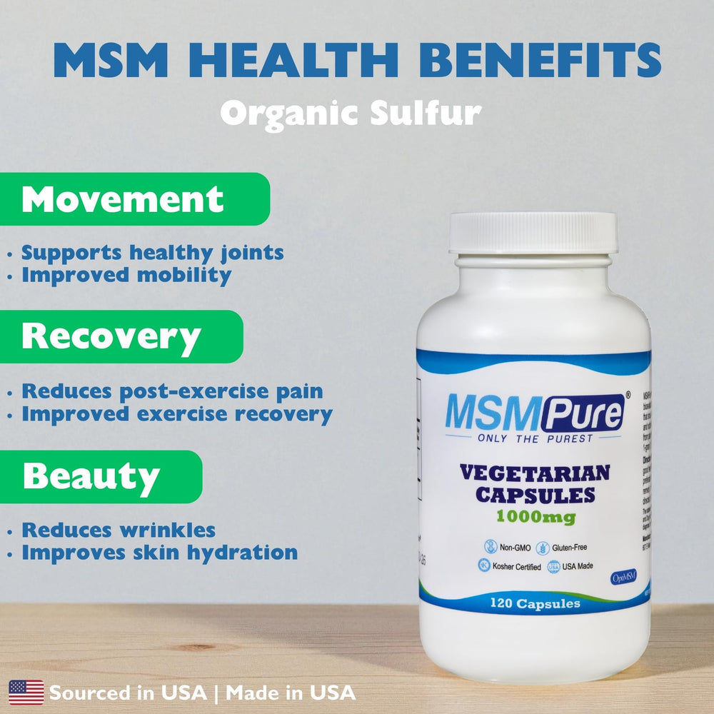 KALA HEALTH MSMPure bottle front showing US-sourced MSM for quality.
