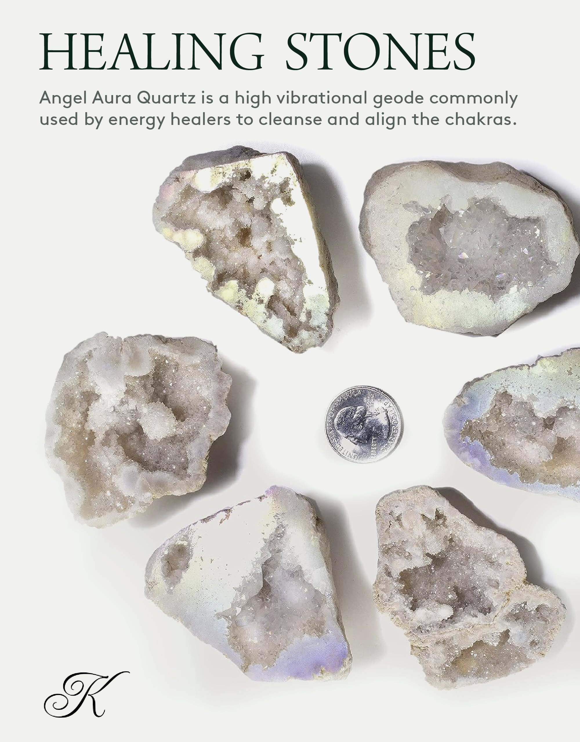 KALIFANO Angel Aura Geode druzy close-up showing sparkling surface and energy focus