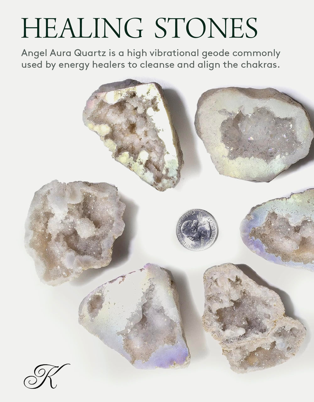KALIFANO Angel Aura Geode druzy close-up showing sparkling surface and energy focus