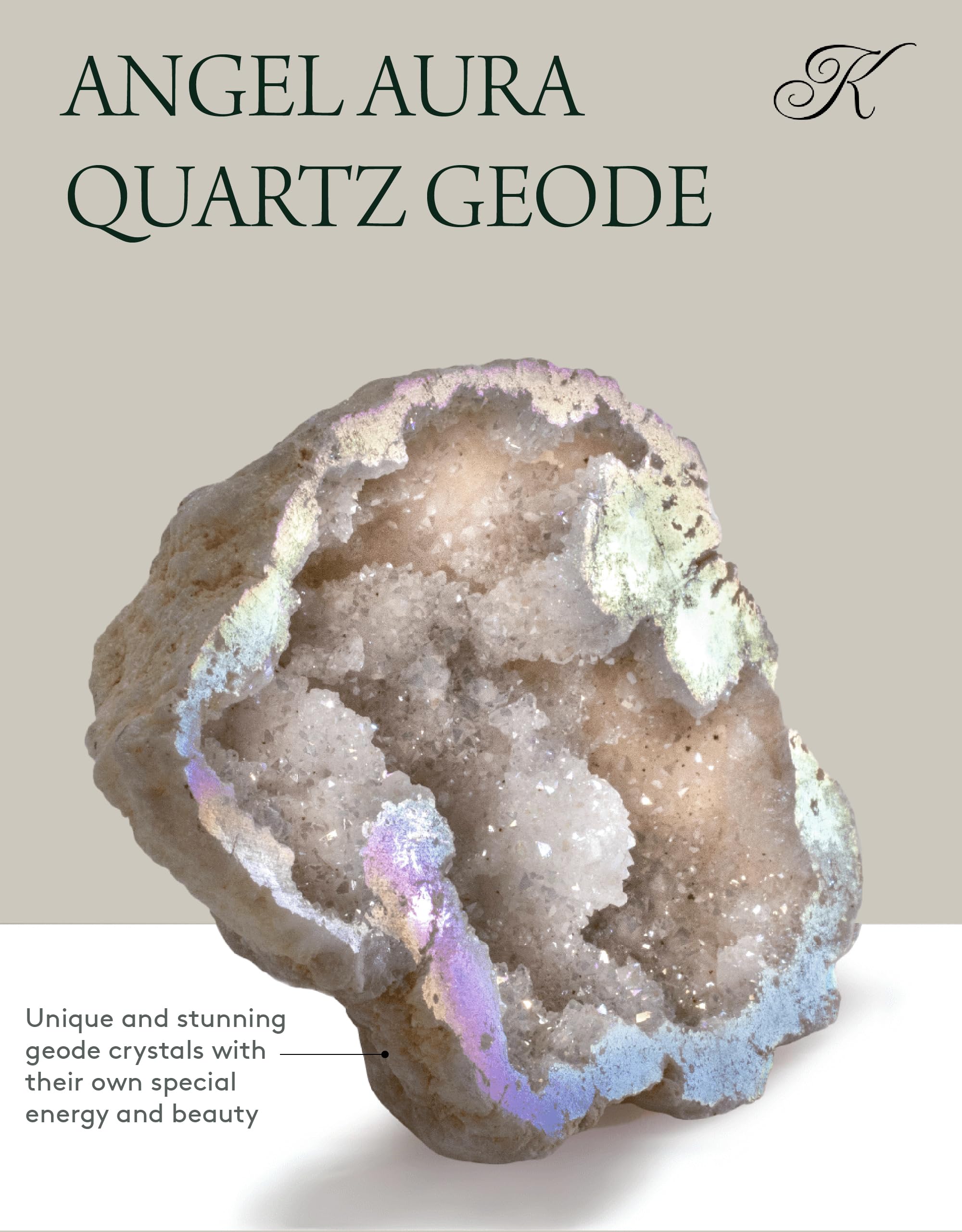 KALIFANO Angel Aura Geode with titanium bonding detail and finish