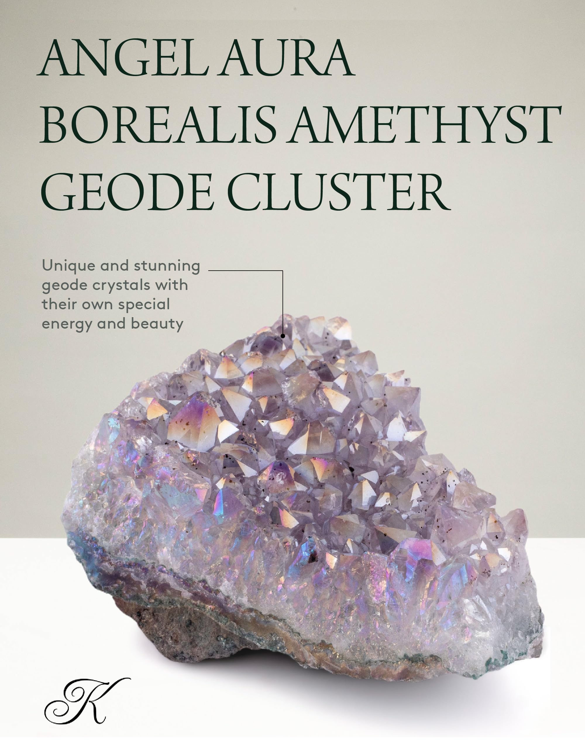 KALIFANO Angel Aura Amethyst Geode paired with quartz for crystal grids