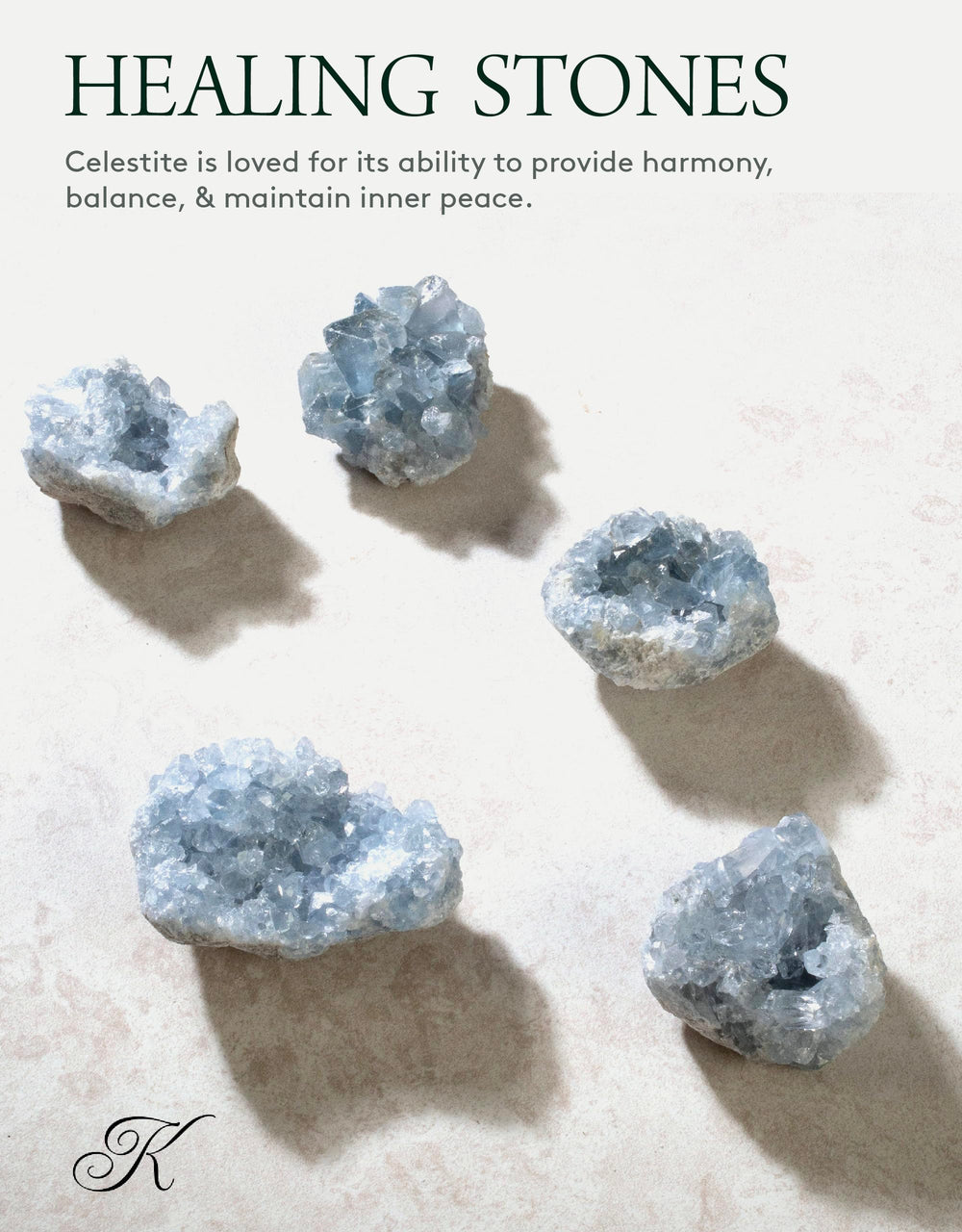 KALIFANO sky blue Celestite geode close up highlights delicate edges.