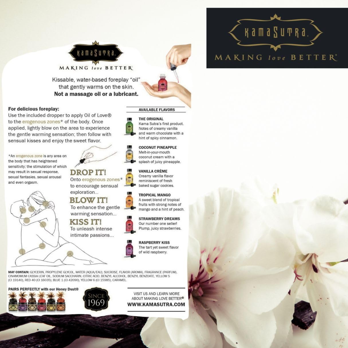 KAMA SUTRA Oil of Love Vanilla Creme being applied to skin for intimacy