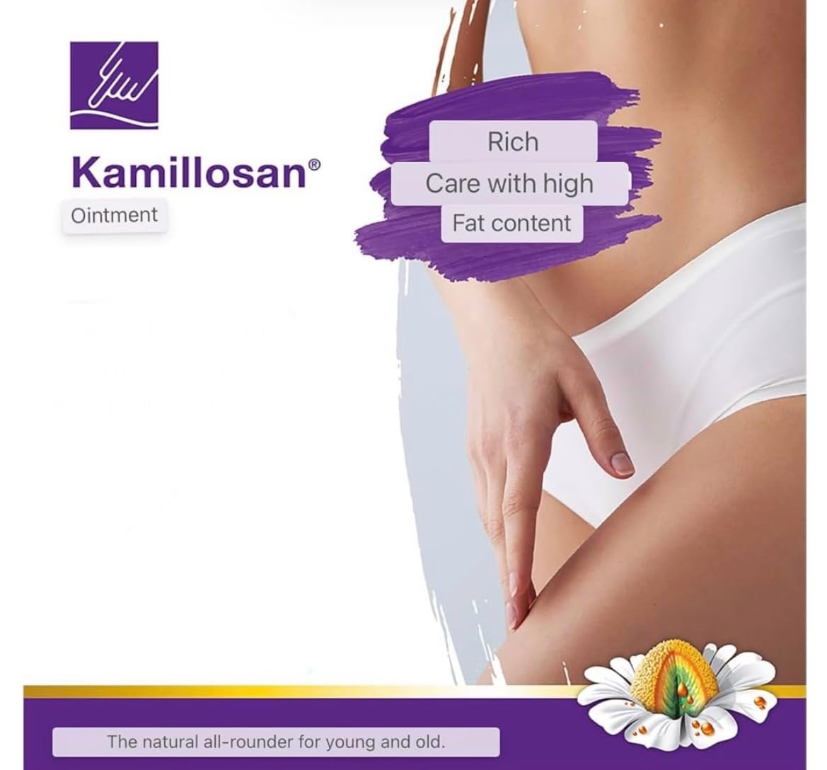 Kamillosan Ointment 40g label closeup highlights German craftsmanship.