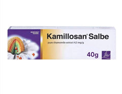 Kamillosan Ointment 40g tube front shows portable skin care ready for daily use.