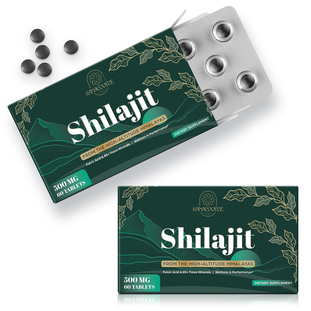Kanacoufce Shilajit tablets 500mg per serving promote sustained energy and focus.
