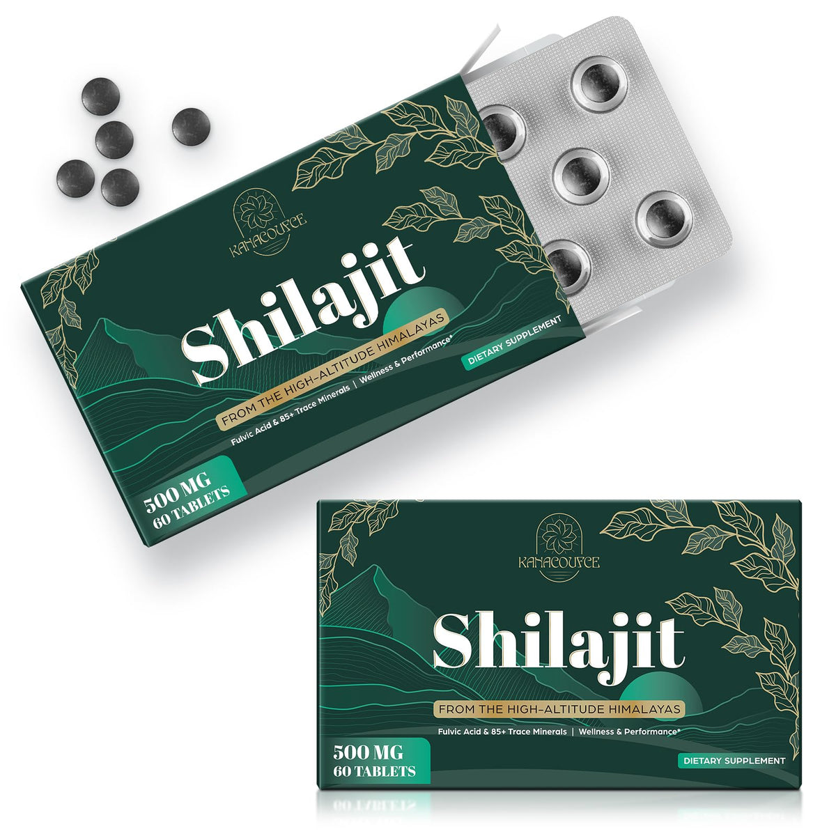 Kanacoufce Shilajit tablets 500mg per serving promote sustained energy and focus.
