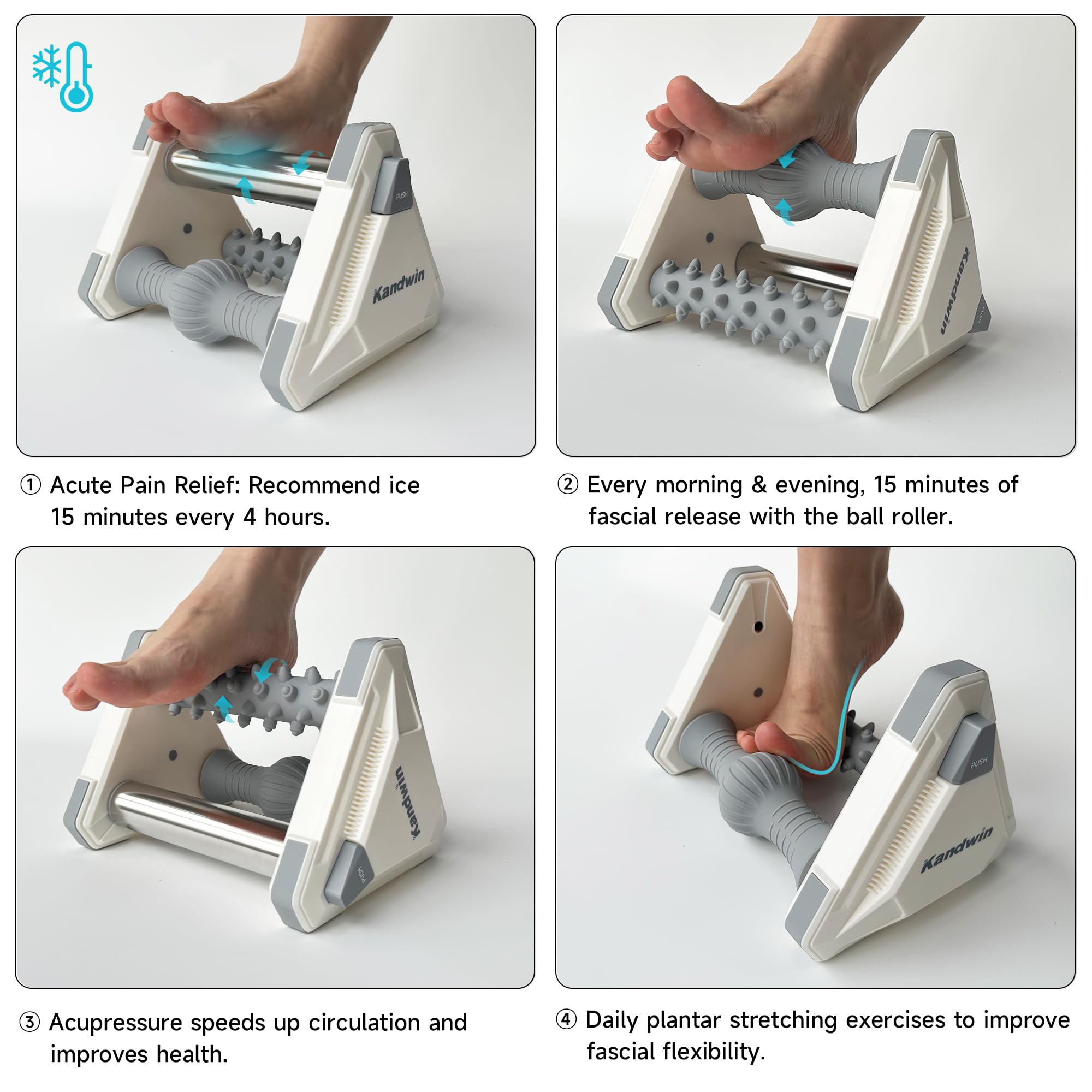 Kandwin non-slip base keeps the massager stable on any surface.