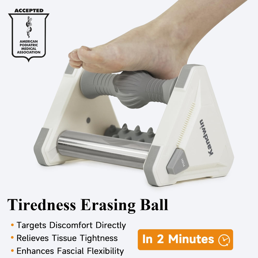 Kandwin reflexology massage tool targets plantar fascia acupoints for relaxation.