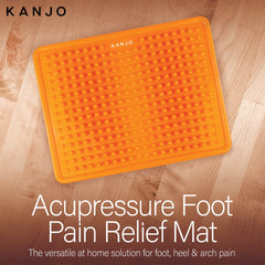 Kanjo acupressure foot pain relief mat arch spikes close-up showing arch-focused relief.