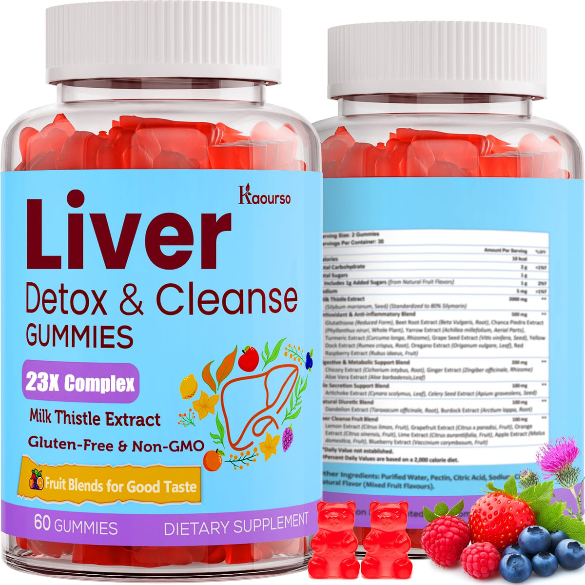 Kaourso Liver Detox bottle offering tasty daily support for liver health
