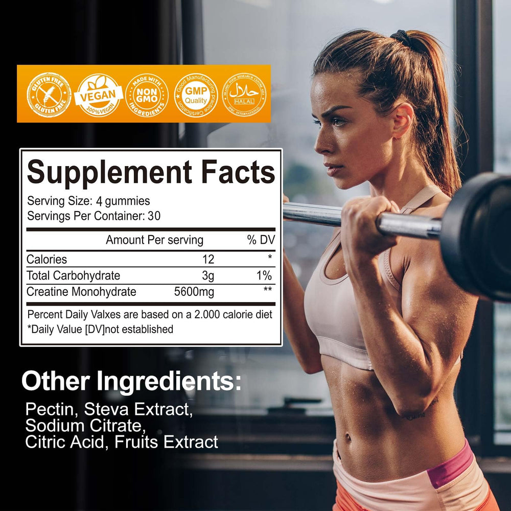 KAOXNU Creatine Monohydrate Gummies four-per-serving for workouts