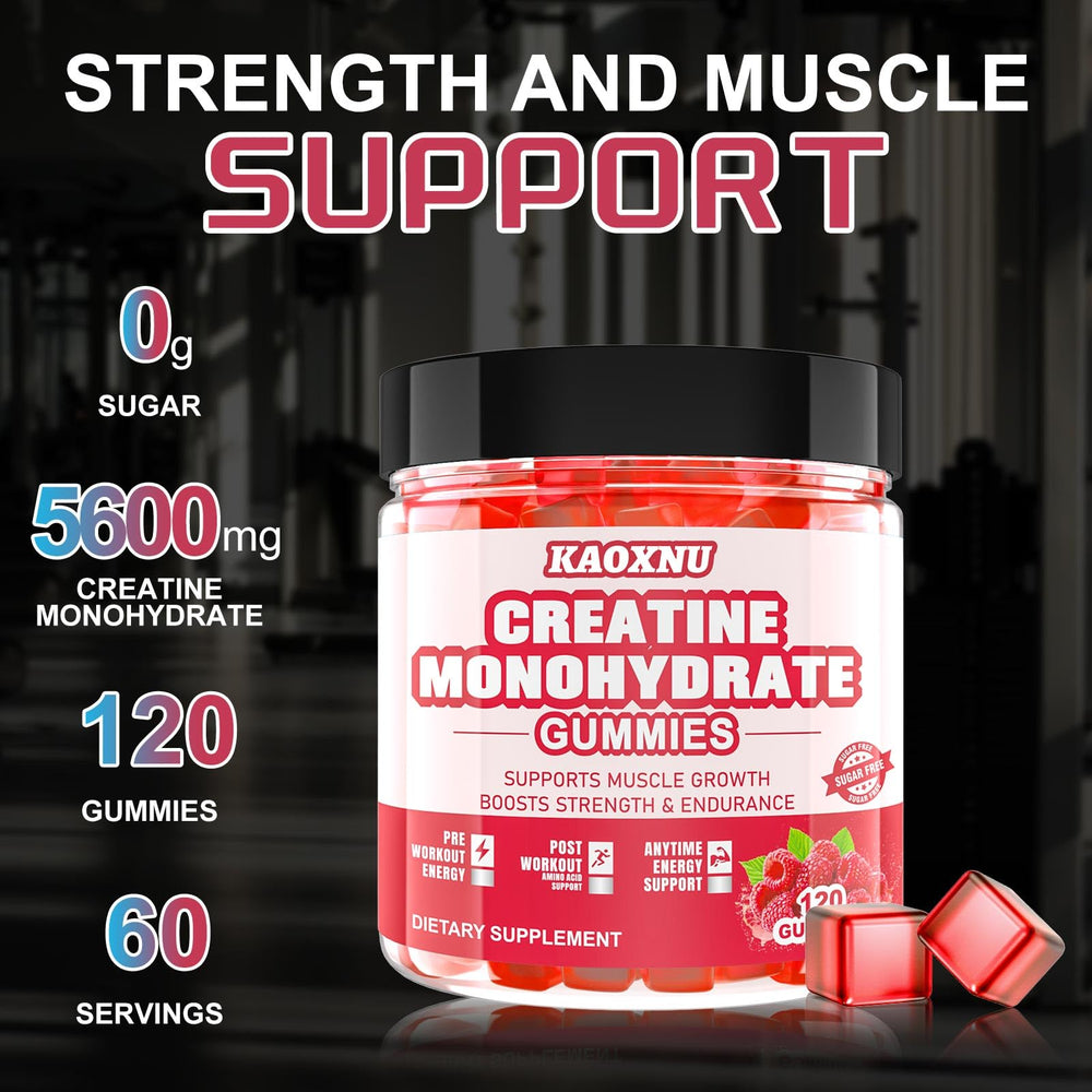KAOXNU Creatine label highlights vegan, sugar-free formula for clean fueling.