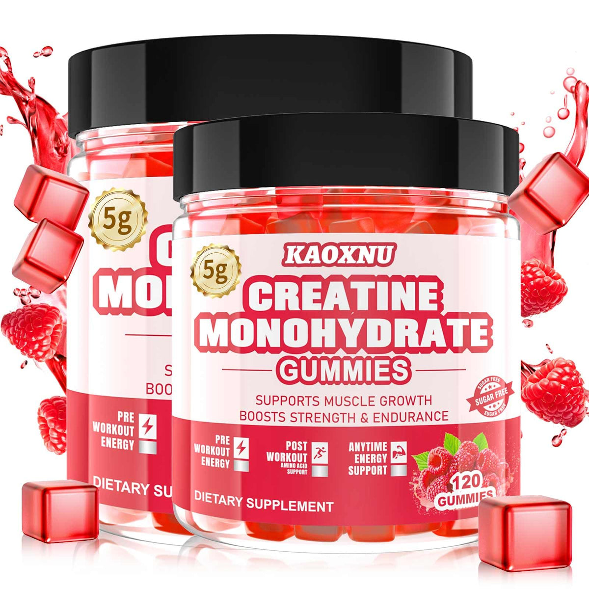 KAOXNU Creatine Monohydrate Gummies Pack offers convenient daily dose for muscle support.