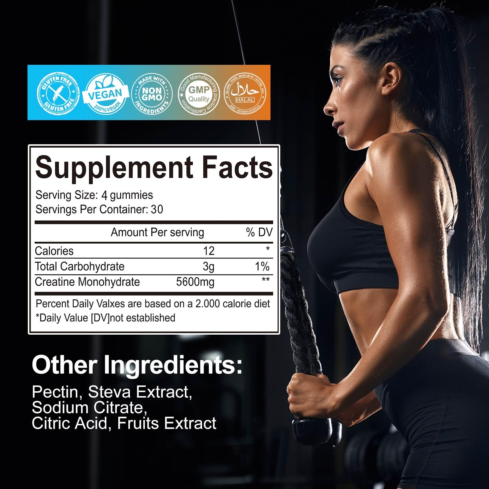 KAOXNU Creatine Monohydrate Gummies blueberry close-up highlighting chewy texture