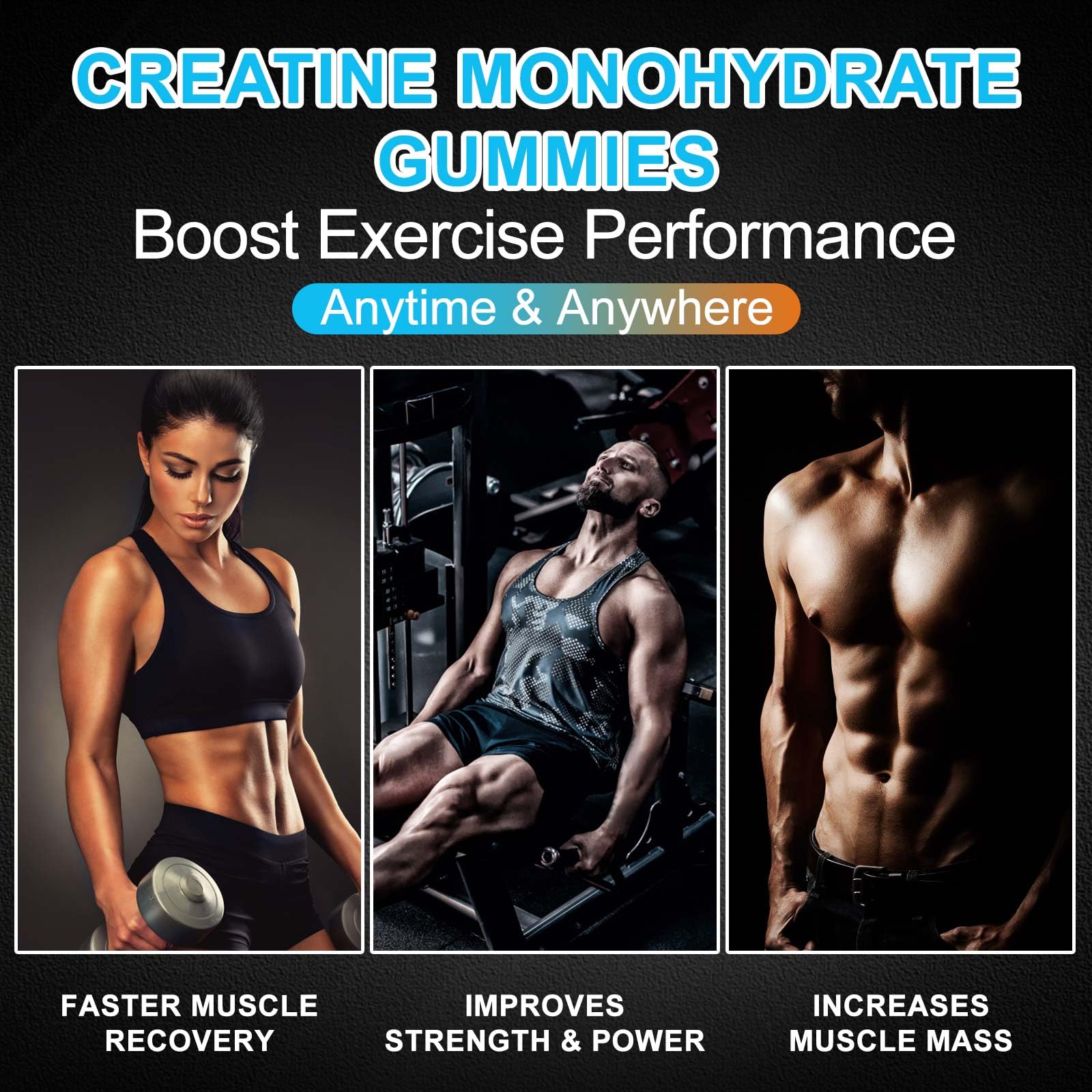 KAOXNU Creatine Monohydrate Gummies serving shows easy two-gummy dose